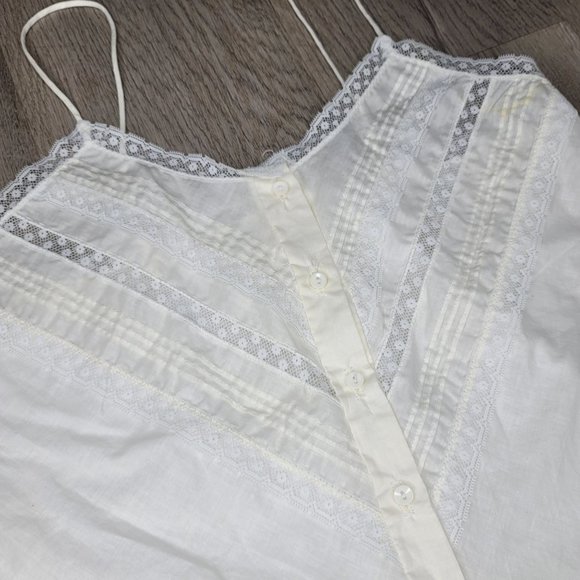 Barbizon vintage lace white button up spaguetti strap tank top size small 100% c - Picture 3 of 7